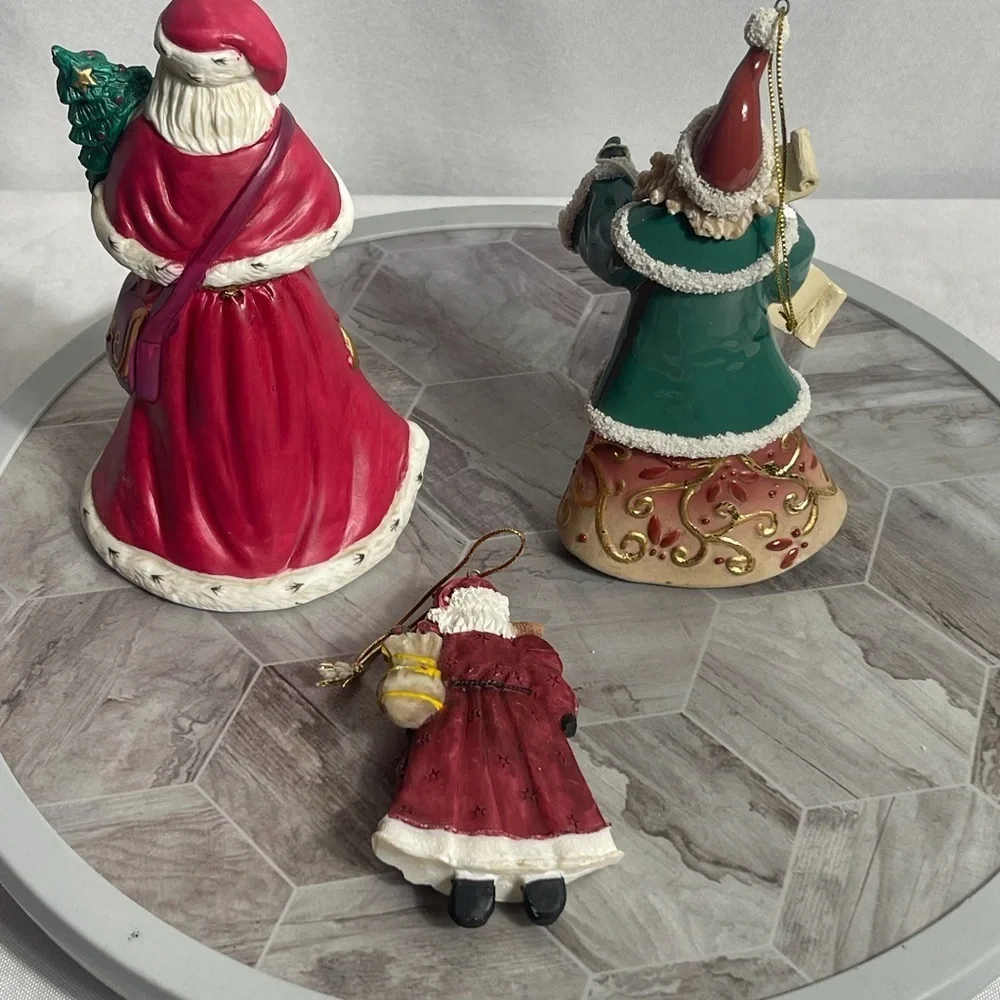 Vintage Santa Figurines Bundle Christmas Decor Resin Mixed Lot 3 Pc